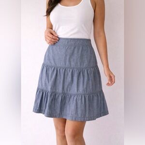 LOFT Light Blue Tiered Cotton Skirt